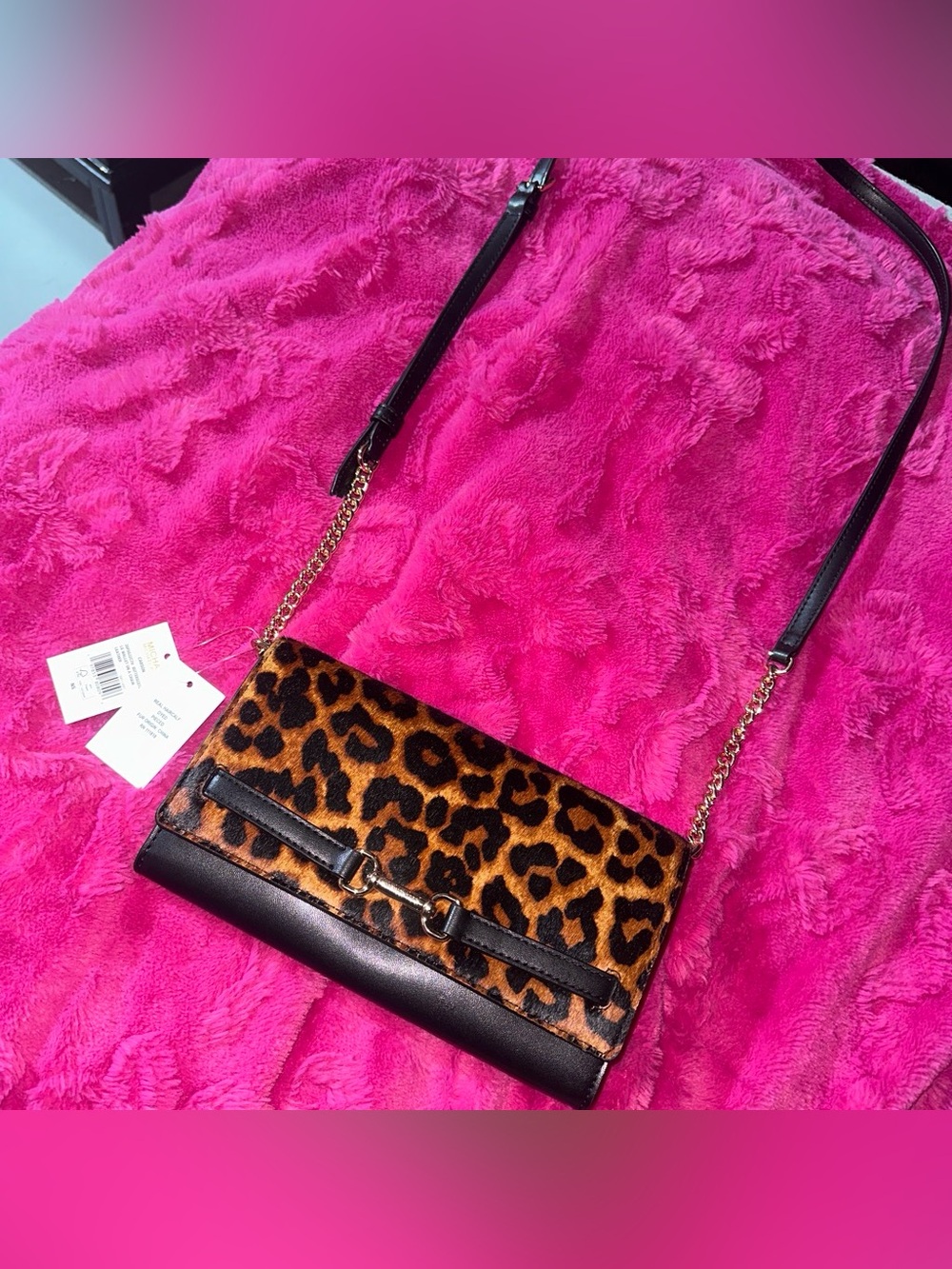 Leopard Print Crossbody Shoulder Bag - Black & Brown